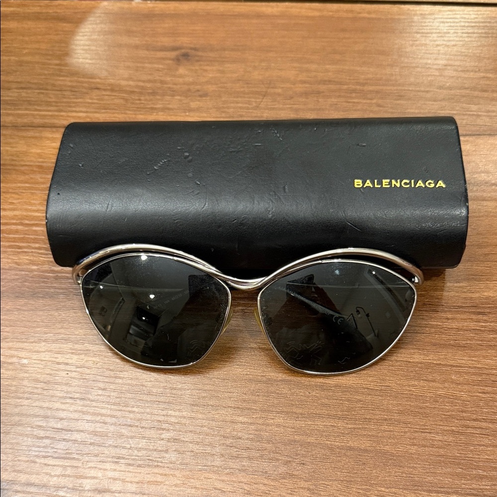 Balenciaga Black Lens Silver Frame Sunglasses